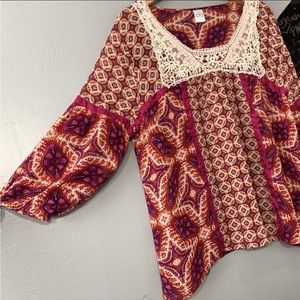 Bila nice women's boho top size large